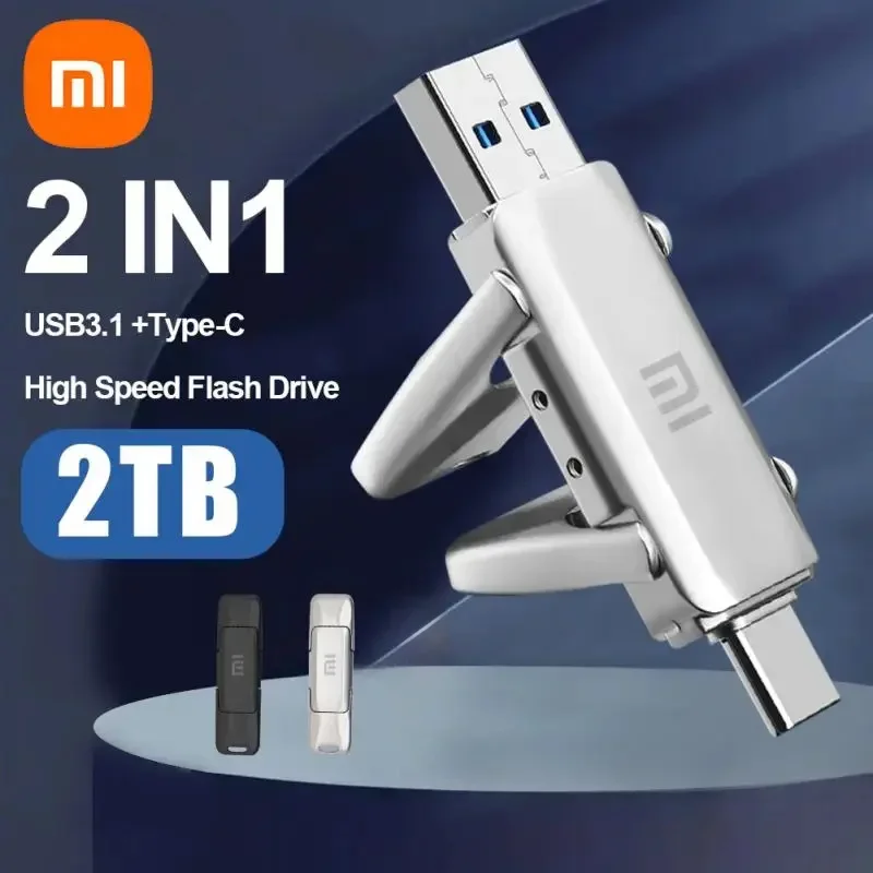 Xiaomi Otg 2 In 1 Usb Pen Drive 2tb 1tb Usb 3.1 Type-c Flash Drives Mobile Phone Memory Stick High Speed Usb Stick New 2024