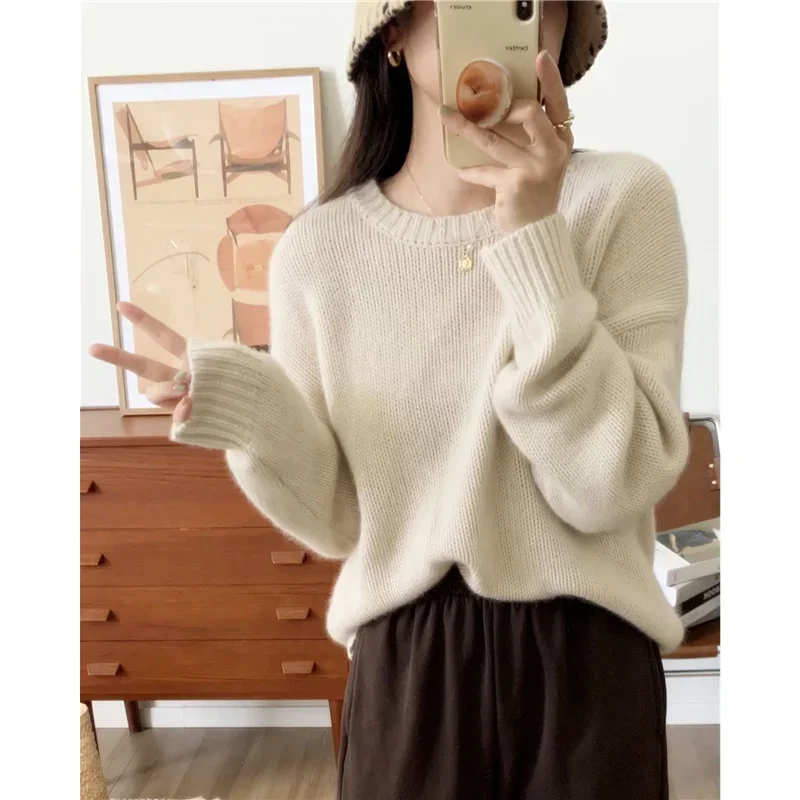 

Cashmere Sweater Women Knitted Pullover High Quality O-neck Loose Leisure Winter Wool Sweater Knit Tops Youthful Woman Clothes