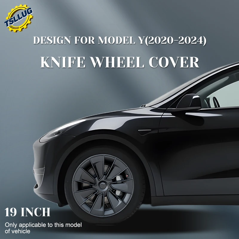 

4PCS For Tesla Model Y 2020-2024 Knife Style Wheel Cover 19 Inch Car Replacement Automobile Hub Cap Full Rim Car Accessories