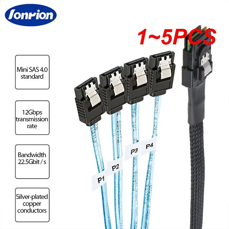 1~5PCS 1/0.5M 12Gbps Mini-SAS SFF-8087 To 4 SATA Cable SAS 36P To 4 SATA3.0 Hard Drive Data Splitter Cable For Server