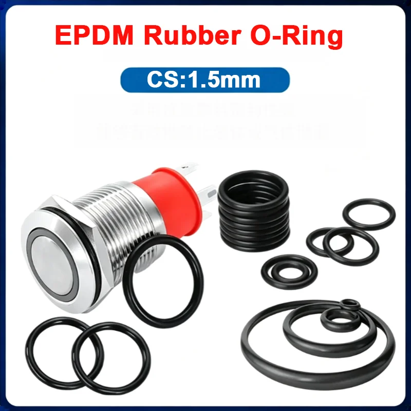 1.5mm Wire Diameter EPDM Rubber O-Ring Seals 4-65mm OD High Resistance to Oil/Acid/Ozone for Industrial Plumbing/Automotive
