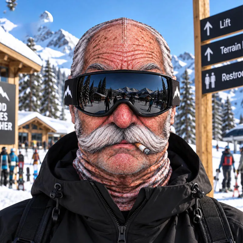 Funny Old Man Ski Mask Realistic Face Summer Winter 3D Printed Full Face Mask for Skiing Snowboarding Outdoor Sports NoveltyGift