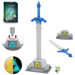 The Master Sword Building Blocks Set with Luminous Tri-Force，Micro Hyrule Building Blocks Set, BOTW Decorations Gifts for Kids