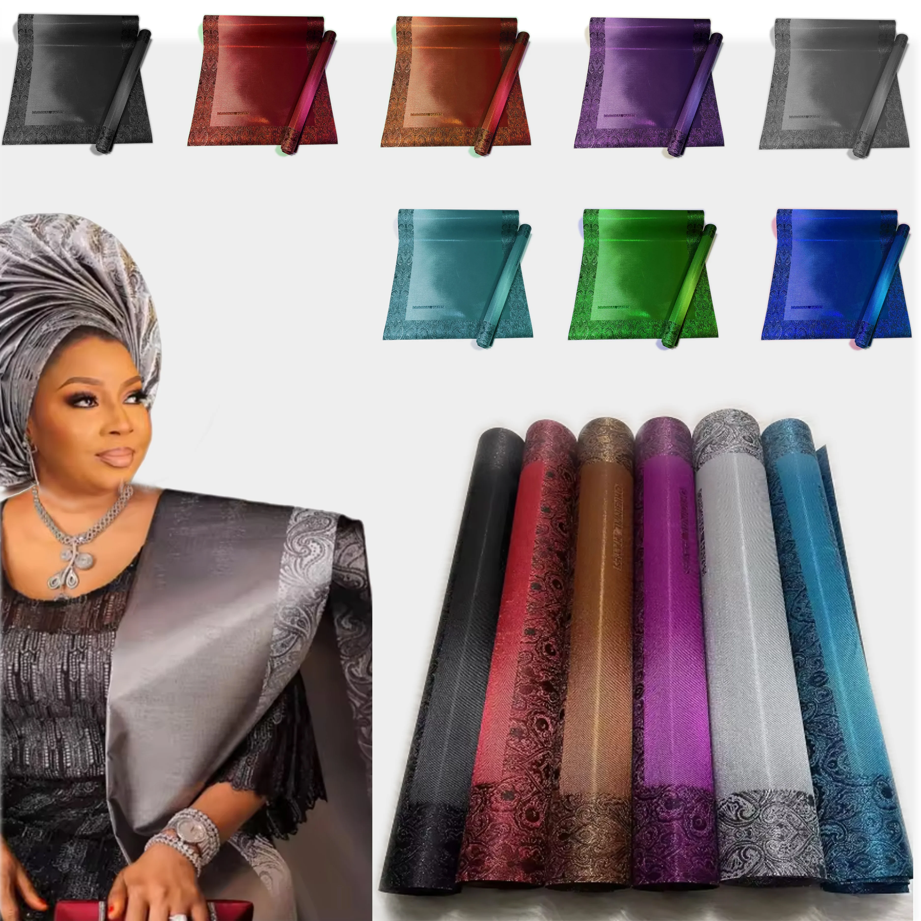 2026 New African Wedding Grand Hayes Headtie Nigerian Turban Headscarf For Bride 2PC Luxury Multi Sego Cultural Wrapper