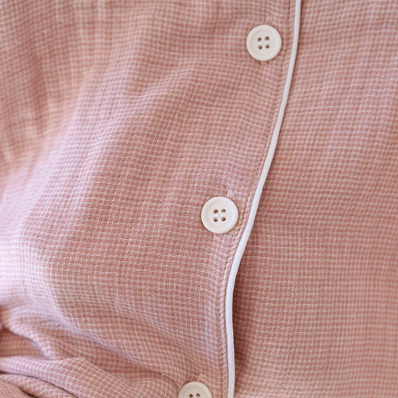 Setelan Piyama Pasangan Musim Semi Baru 2025 100% Katun Empat Lapis Kain Kasa Lengan Panjang Celana Panjang Pria dan Wanita Dua Potong Pakaian Rumah