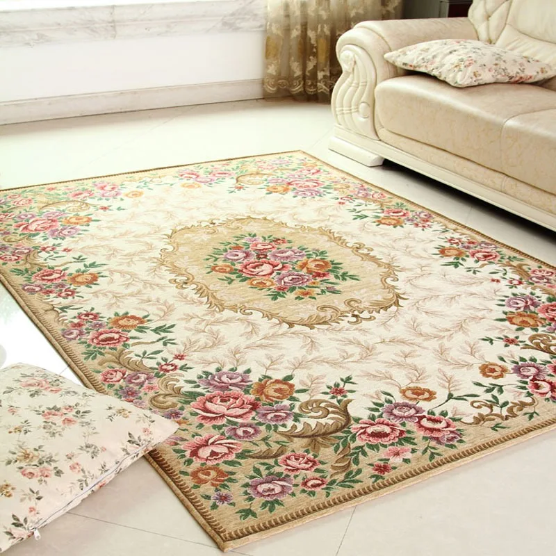 

Living Room Carpet Nordic Retro Flower Print Light Luxury Plush Coffee Table Rug Home Fluffy Large Area Bedroom Mat Alfombra 양탄자