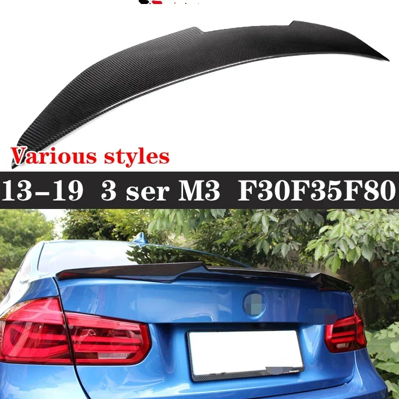 For BMW 3 Series M3 F30 F35 F80 Dry Carbon Fiber Spoiler Rear Tail fins Retrofit the Duckbill rear wing Car Accessories Body Kit