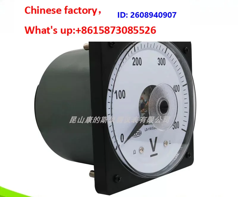Wide Angle Pointer Voltmeter LS-110 DC500V Red 24V with Light Display, DC Meter