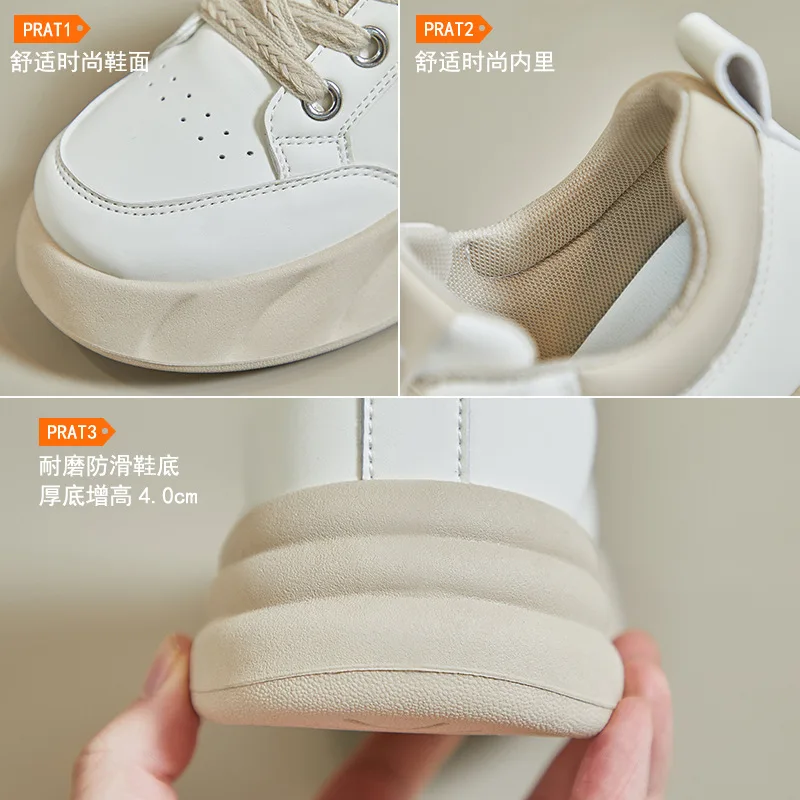 Spring PU Leather Women Shoes Fashion Breathable Girls Sneakers Thick-Soled Increase Sports Casual Size 35-40