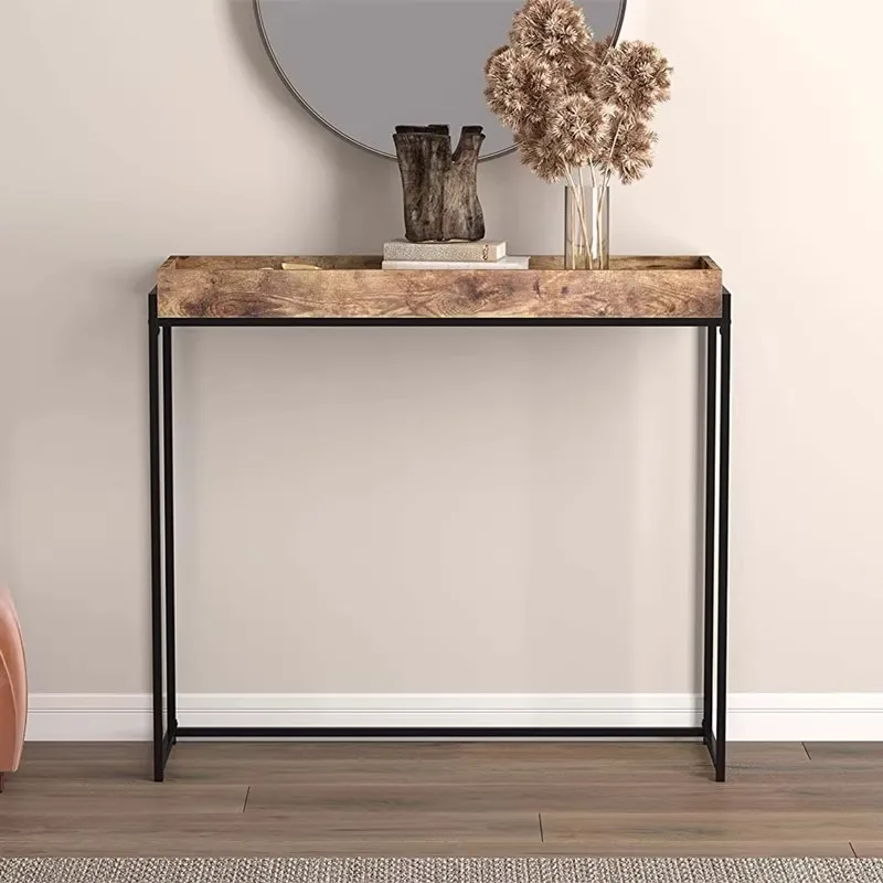 Vintage Solid Wood Entryway Table Narrow Sofa Table for Living Room Minimalist Kitchen Sideboard