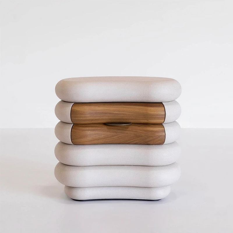 Cream wind solid wood multi-layer board small apartment bedside cabinet storage drawer cabinet
