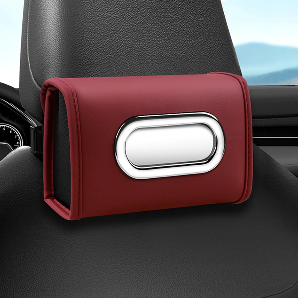 Car Tissue Holder, Tissue Box Cover Keep Car Tidy, Premium PU Leather Backseat Napkin Rectangle Organizer Extra Large Tissue Box