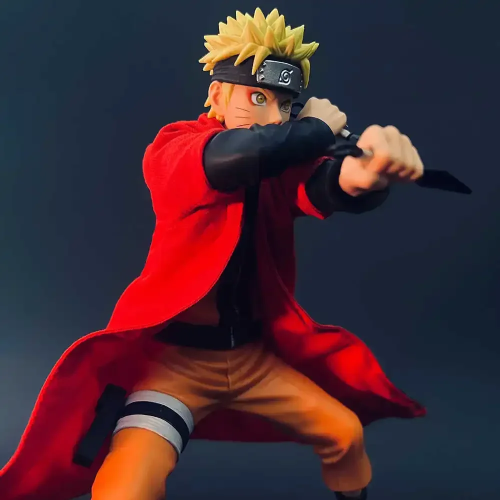 Auf Lager Naruto handgemachte Maßstab japanische Anime Charakter Ninja Uzumaki Naruto roten Umhang Umhang für männliche Soldaten Action figur