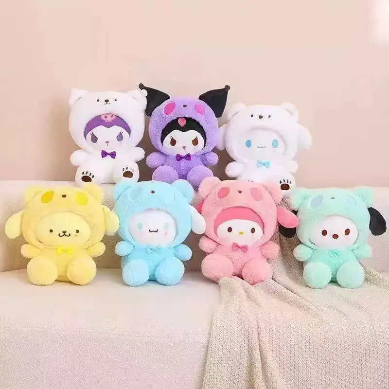 

Мягкие плюшевые куклы Sanrio, аниме Kuromi Hello Kitty Cinnamoroll MyMelody, мягкие игрушки, милые подушки, подарки для девочек, подарок на день рождения