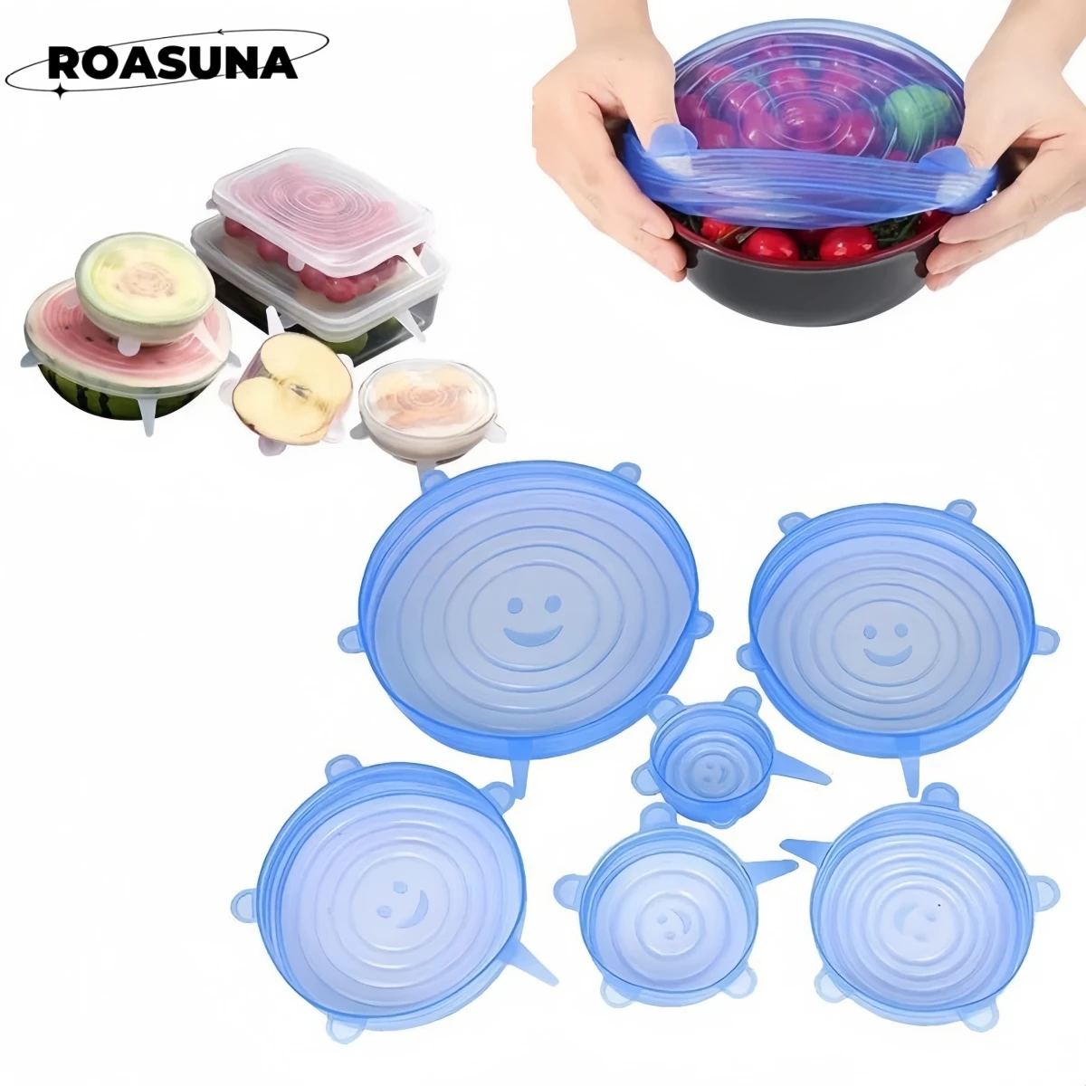 Universal Silicone Stretch Lids - Perfect for Bowls, Pots, and Pans - Microwave and Food Freshness couvercle silicone reusable