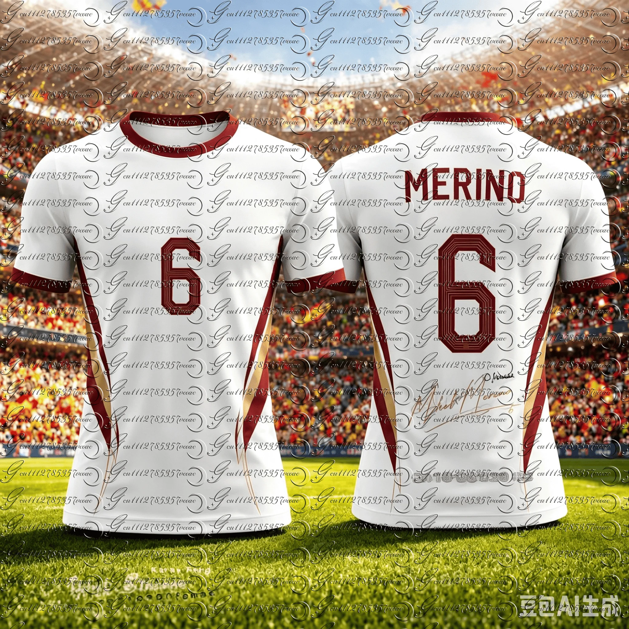 Maillot de Foot Blanc Espagne 2026 pour Enfants et Adultes – Hommes, Femmes, Garçons, Filles – Respirant, Manches Courtes, Tenue Familiale Assortie – Grande Vente