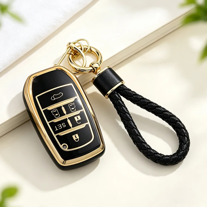6 Buttons TPU Car Key Cover Case for Toyota Alphard PREVIA Voxy Noah Esquire Vellfire Harrier Remote Shell Fob Holder Keychain