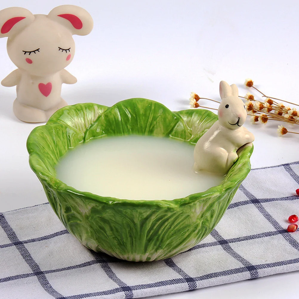 2 قطعة رسمت باليد السيراميك الأرنب السلطانية الصغيرة الزخرفية الغذاء الحاويات ل دقيق الشوفان بودنغ الآيس كريم المعكرونة سلطة التوابل جميل #5