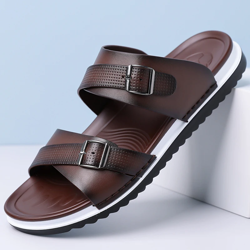 Men's Comfortable Soft Sole Summer Slides, Stylish Breathable Anti-Slip Sandals Suitable for Outdoor, Driving and Beach-5356