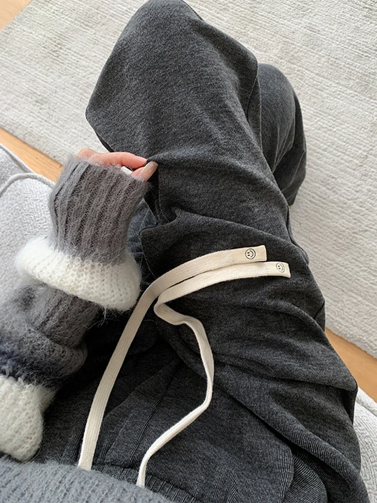 

HOUZHOU Old Money Style Women Wide Leg Pants Autumn Streetwear High Waist Sweatpants Female Korean Elegant Chic Baggy Trousers
