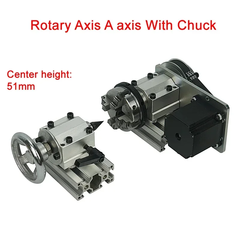 High QualityRotary Axis  With Chuck For DIY CNC Router Wood Milling Machine  4th Axis Rotary Axis For  Mini CNC Router