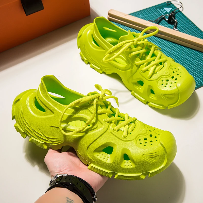 

Мужские и женские спортивные сандалии для пар, новый летний стиль, с перфорацией, нескользящие, с защитой от запаха, пляжные сандалии, водонепроницаемые сандалии