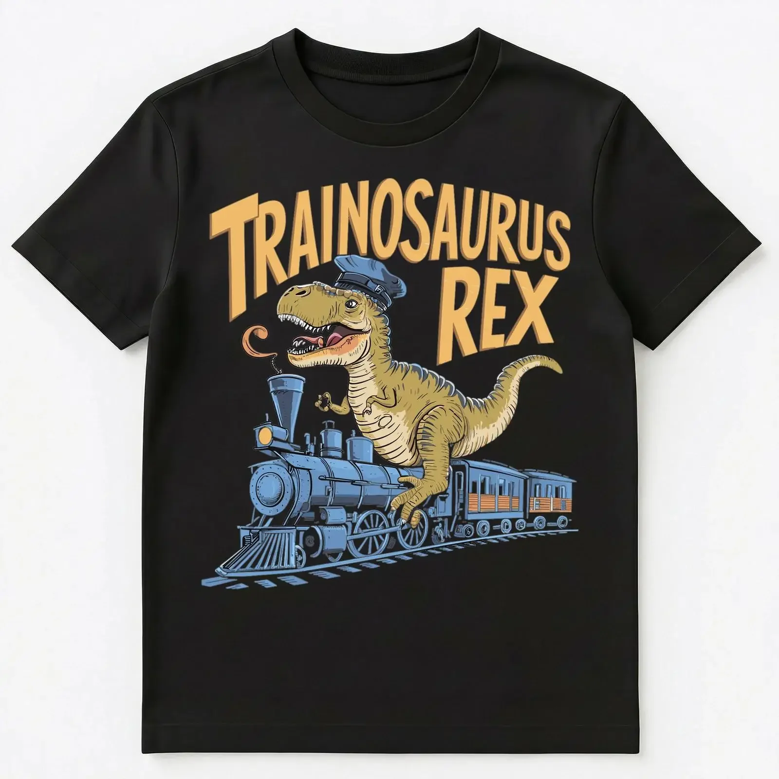 Funny T Rex Conductor Riding Train Shirt vintage Washed designer clothes Comfortable graphic Versatile Soft fashion Casual