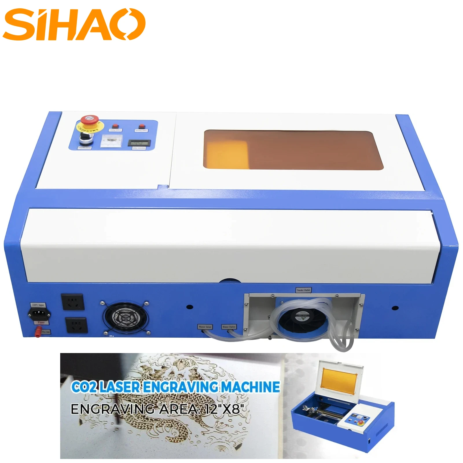 سيهاو ‌ آلة الحفر بالليزر CO2 40 واط/50 واط 30x20 سنتيمتر منطقة النقش الخشب/الجلود/أدوات قطع النجارة USB CorelDraw دعم