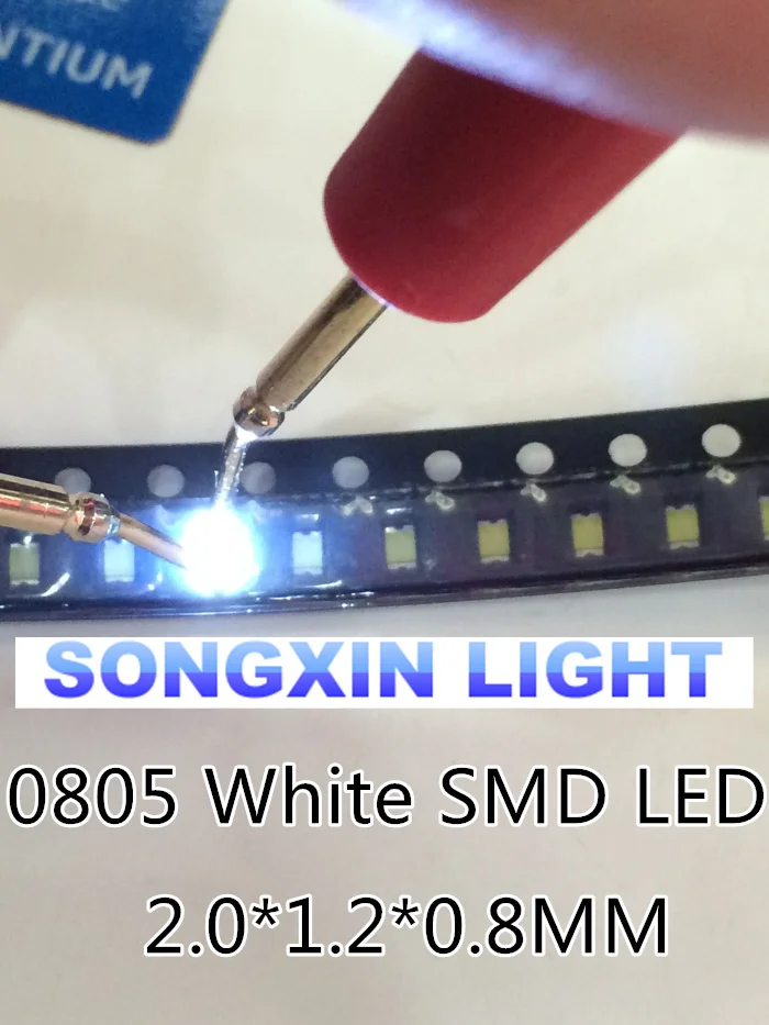 100pcs 0805 LED Diode Assortment SMD LED Diode Kit WHITE 0805 (2012) SMD LED Emitting Diode Kit Lamp Chip Light Beads