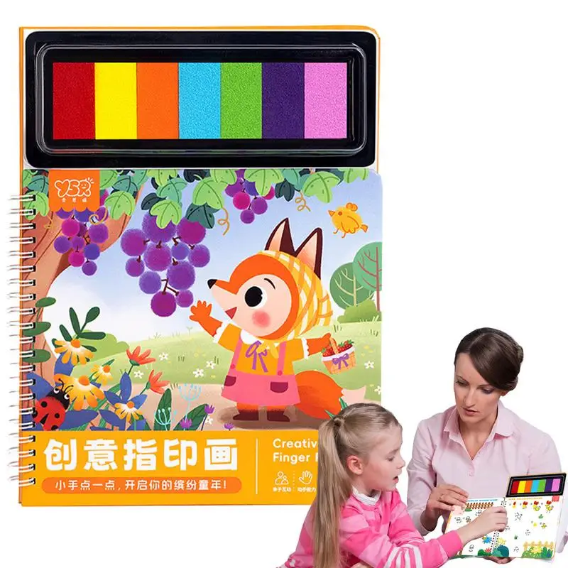 Finger Painting Coloring Book Hand Painting Sensory Books Children's Graffiti Coloring Book Ink Pad Painting Pigment Palm