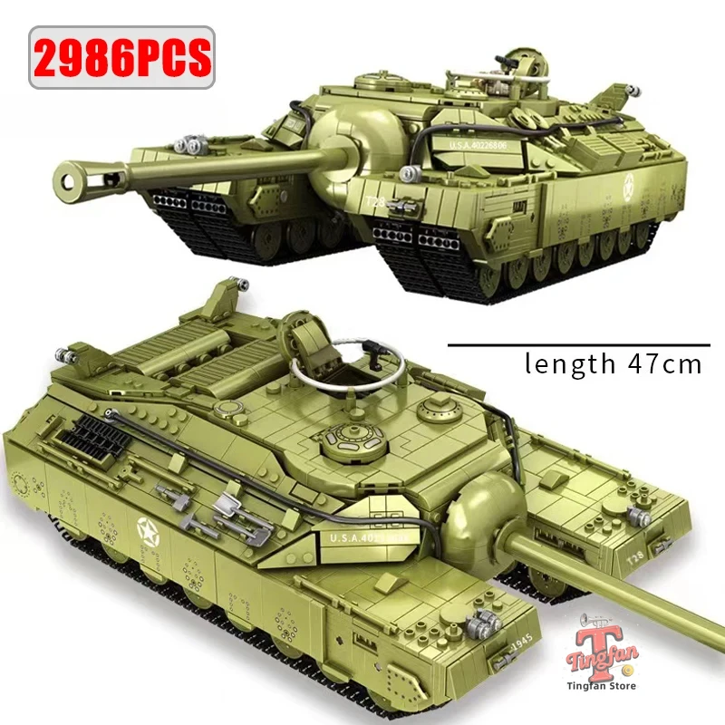 

Военная серия T28 Супер тяжелый танк Строительные блоки Набор WW2 Бронированный танк Оружие Солдаты Кирпичи Взрослые Игрушки для детей Подарки для мальчиков