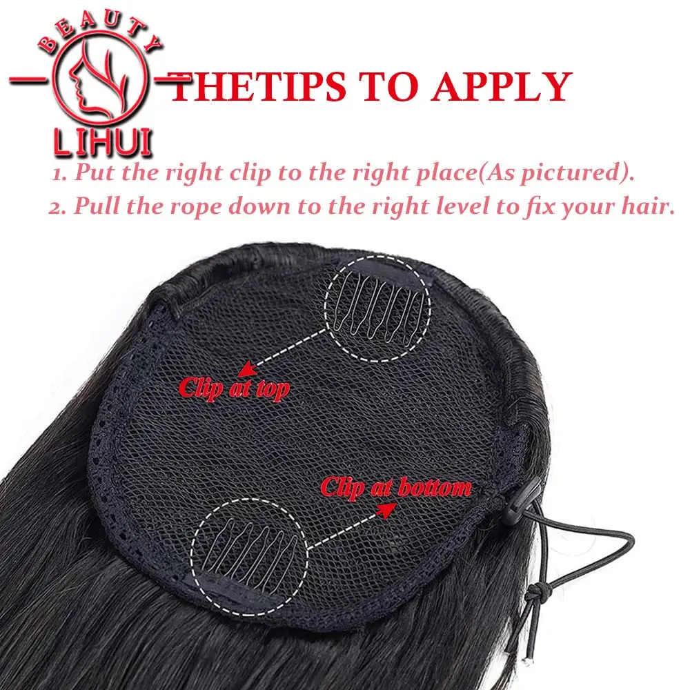 Lihui Synthetic Long Kinky Curly Ponytail Synthetic Drawstring Ponytail Clip-In Hair Extension For Women Natural Looking 22inch