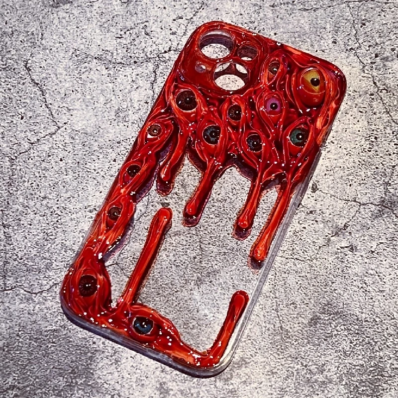 4122 Original 3D Handmade Mobile Phone Case Cthulhu Eyes Blood Dripping Horror Gothic Style Mobile Phone Case Custom Gift