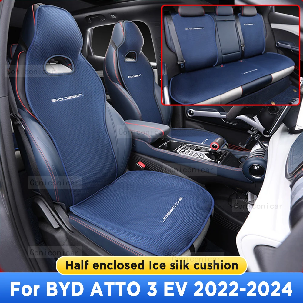 

For BYD ATTO 3 EV 2022 2023 2024 Four Seasons Car Seat Cover Breathable Ice Silk Car Seat Cushion Protector Pad Front Fit Most