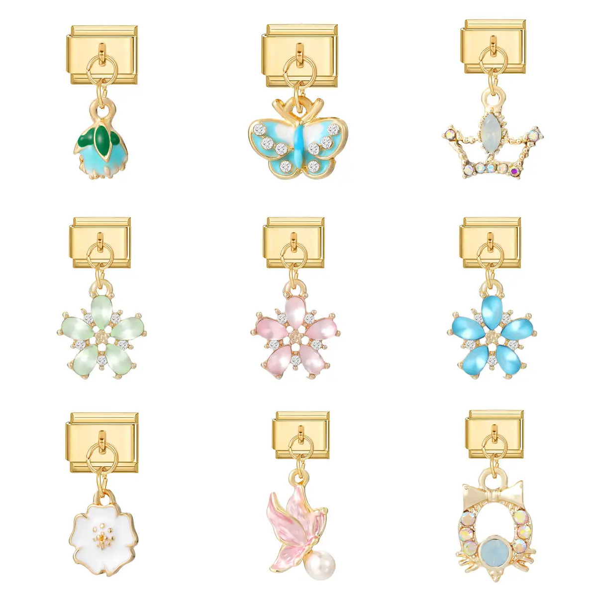 WG 1pc Italian Charm Bracelet Set 9mm Modular Italian Charm Bracelet Links Handmade DIY Jewelry Gifts