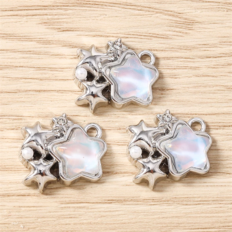 5 Stück 18x15mm Niedliche Kristall-Metall-Stern-Anhänger für die Herstellung von Ohrhängern, Halsketten, Armbändern, DIY-Bastelarbeiten und Schmuckzubehör – Detail 10