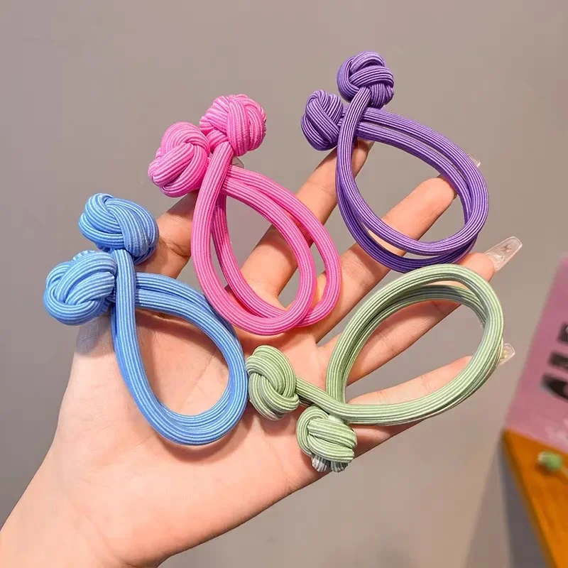 Knotted Head Rope Solid Color High Ponytail Elastic Rubber Bands Tie Fashion Durable New Design Headwear Women Hair Accessories