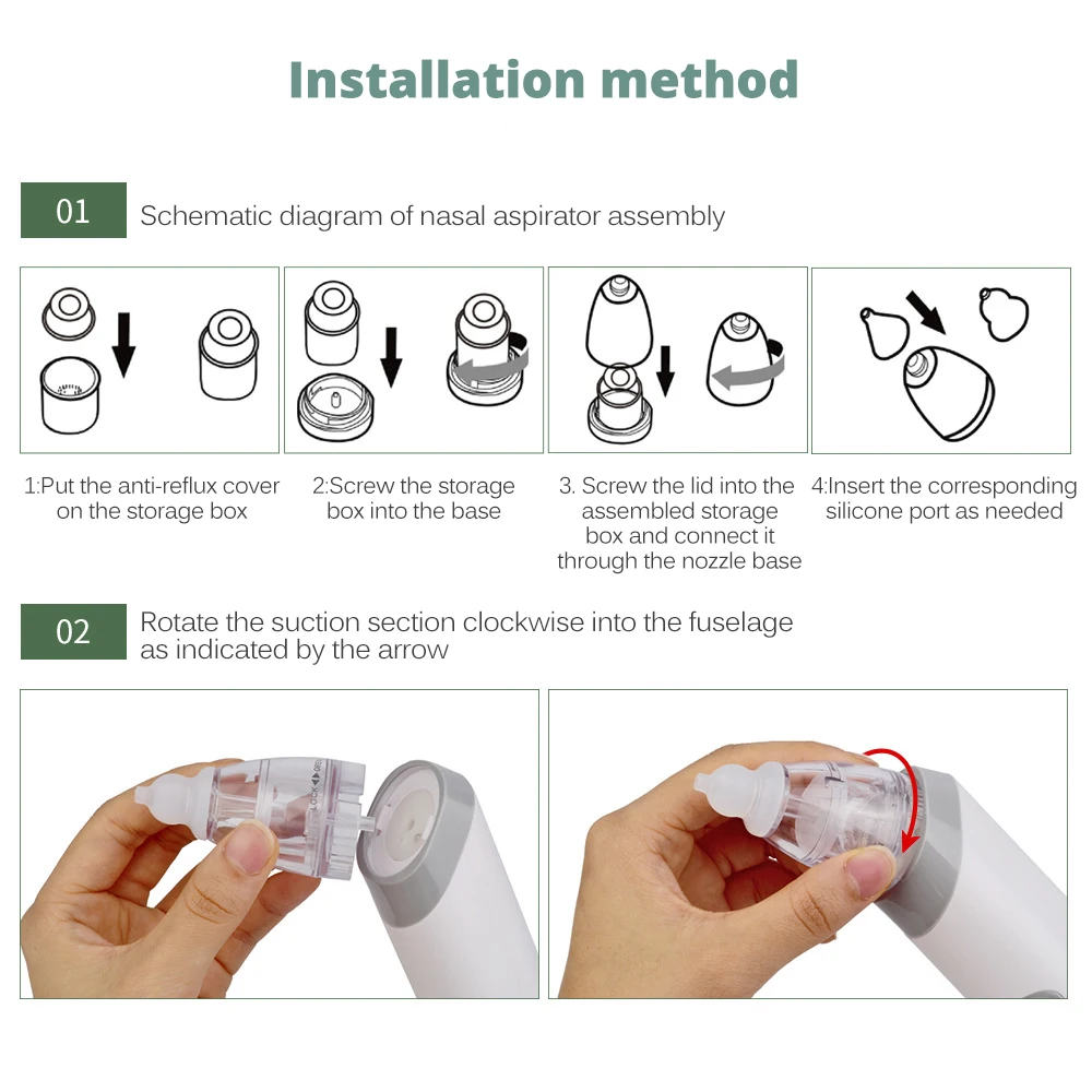 Aspirateur nasal réglable pour bébé, nettoyeur antarctique pour nouveau-né, outil de perméabilité de l'herbe