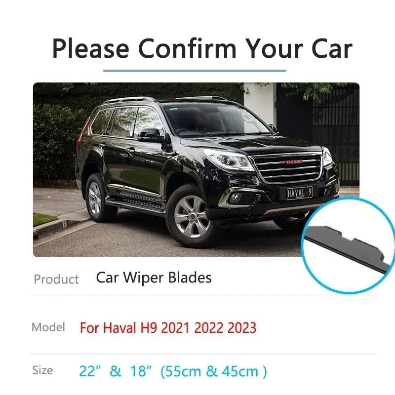 For Haval H9 2021 2022 2023 Front Wiper Blades Cutter Rubber Brushes Cleaning Window Windshield Windscreen Auto Accessories