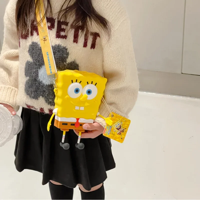 SpongeBob Women Bags Soft Silicone Wallets 3D Cartoon Cards Keys Purse Crossbody Shoulder Strap Handbag Female Waterproof Bags