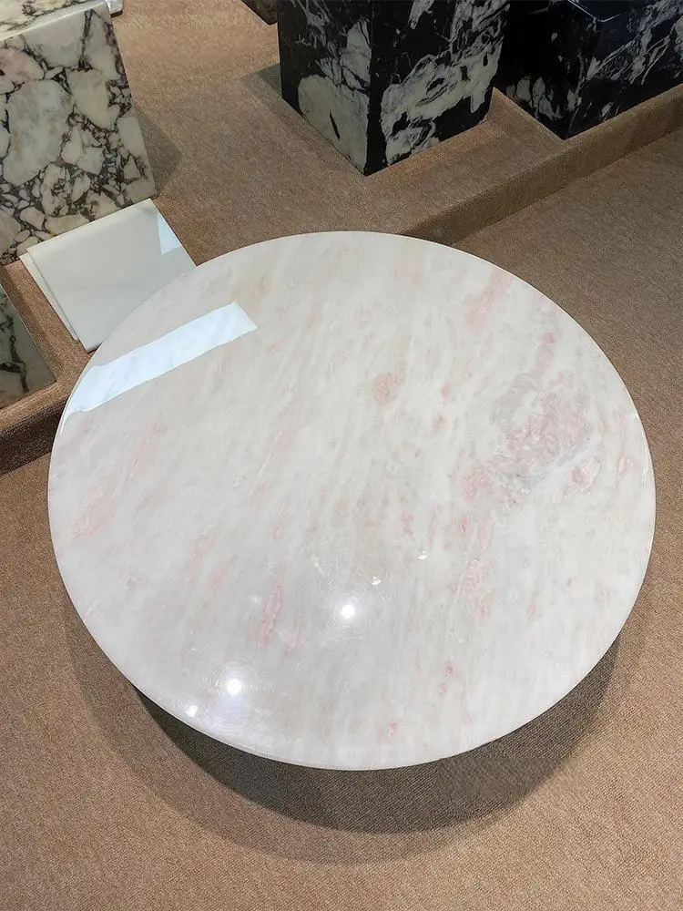 Natural Marble Round Coffee Table, Designer Luxury Art Piece for Sofa, Heat & Scratch Resistant, Customizable