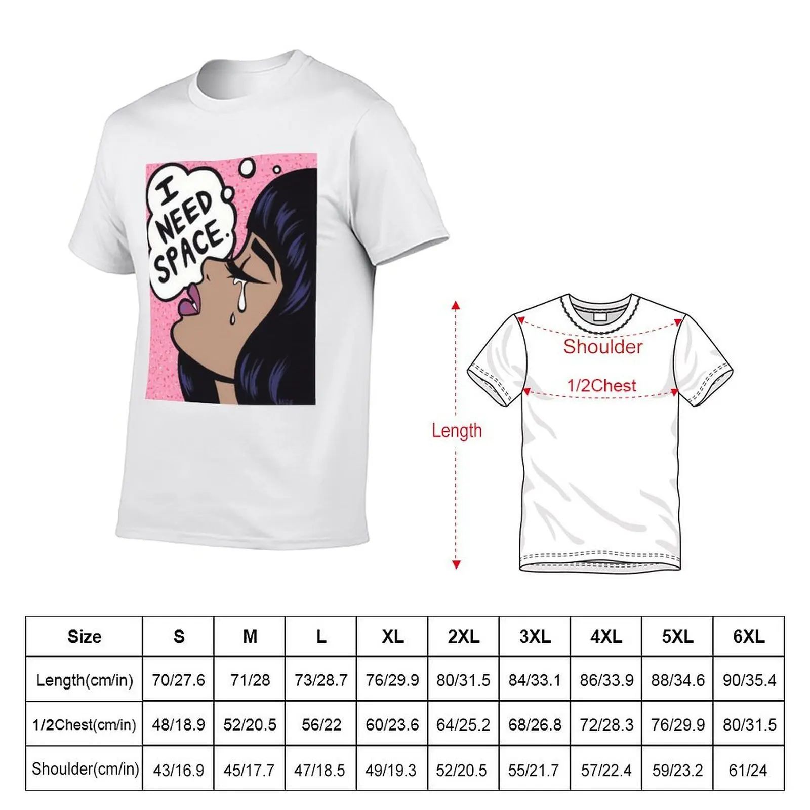 I Need Space Crying Comic Girl T-Shirt t shirt man designer mens graphic t shirts T-Shirt