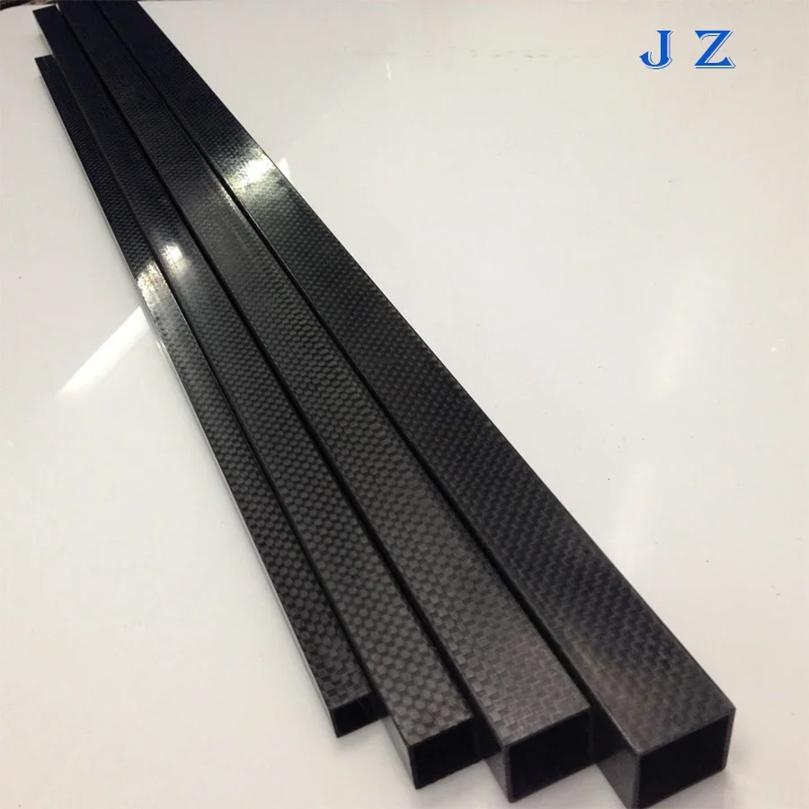 1Pcs Length 600mm Carbon Fiber Square Tube 3K Plain Glossy High Composite Hardness Material Pipe OD 15mm 20mm 22mm 25mm 30mm