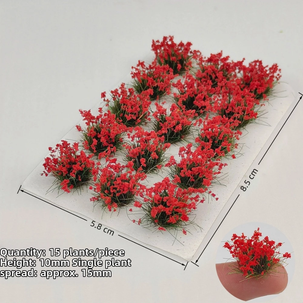 15pcs/box 10mm Grass Cluster Model Kit Nylon Material Multicolors Miniature Building Sand Table Flower 8.5*5.8cm diy