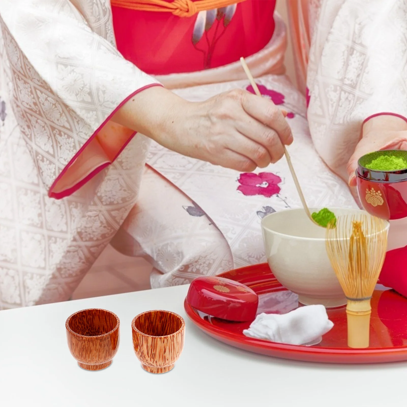 

2Pcs Wooden Drinking Cup Eco-Friendly Wood Tea Mug Handcrafted Wine Beer Mug Multi-Use Natural Wood Cup for Travel Home Outdoor