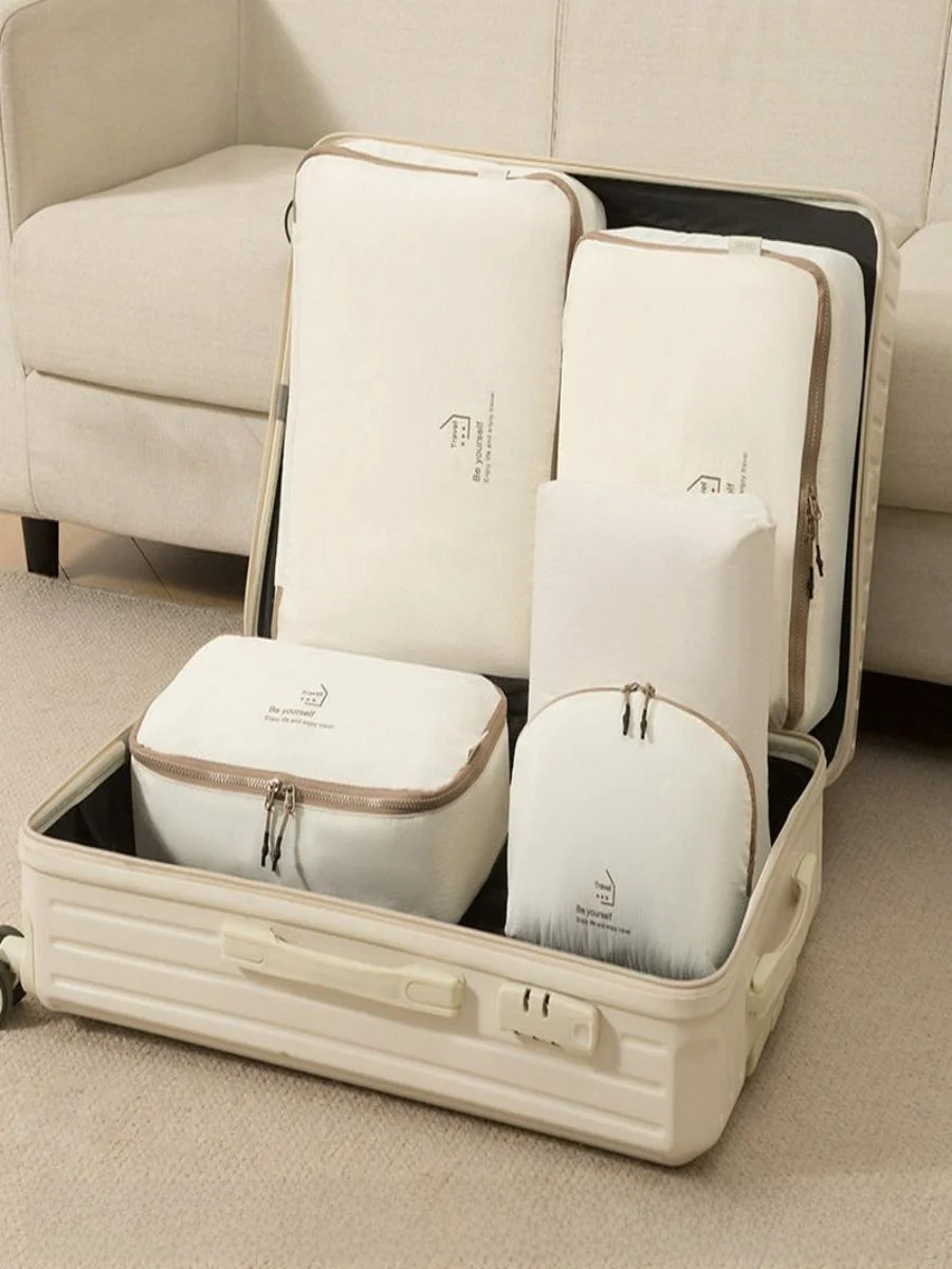 旅行用防水ベルベット収納バッグセット-下着靴下オーガナイザー-多機能荷物サブバッグ-多用途収納ソリューション