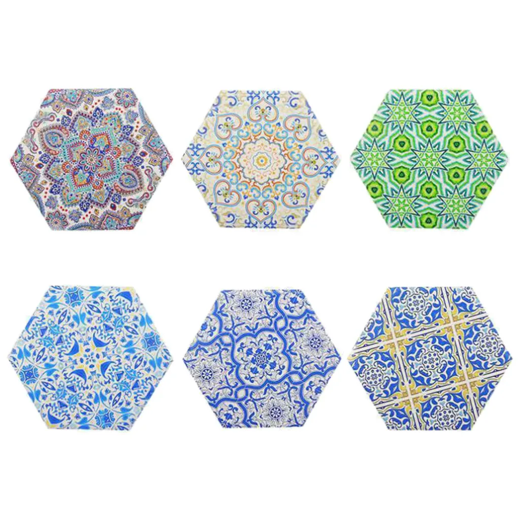 Drink Coasters Set of 6 Mandala Ceramic Coasters with Cork Base , Cups, Mugs Home Decoration