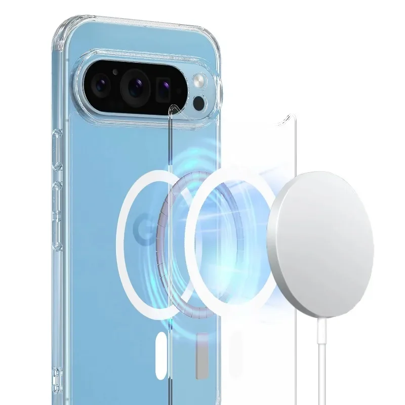 حافظة أكريليك للشحن اللاسلكي المغناطيسي Magsafe لهاتف Google Pixel 10 Pro XL 10pro غطاء شفاف مقاوم للصدمات لهاتف Pixel10