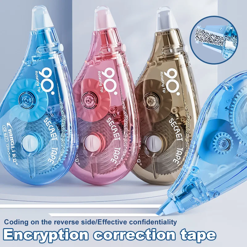 3‑Pcs 12M 90° Rotatable Privacy Encryption Correction Tape Confidential Information Cover Office Student Stationery