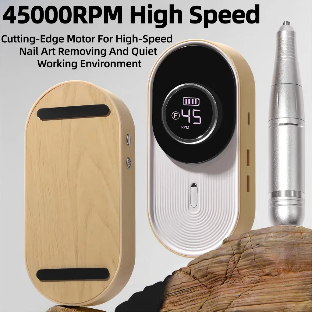 45000rpm profissional elétrica máquina de broca do prego brocas recarregável baixo ruído lixadeira arquivo para manicure salão ferramenta